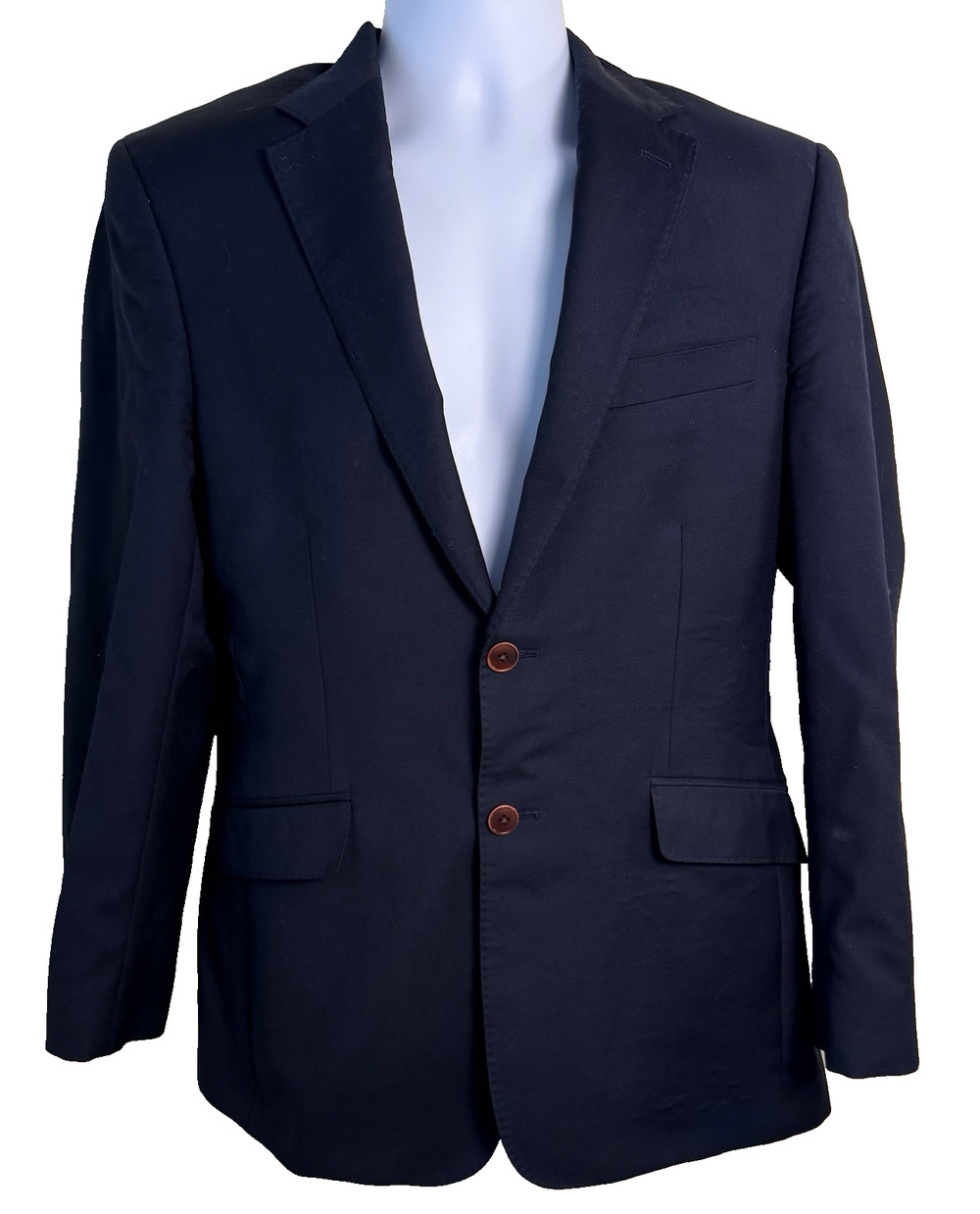 Charles Tyrwhitt Navy Blue Wool Blazer Sport Coat Jacket 38R slim fit Preppy
